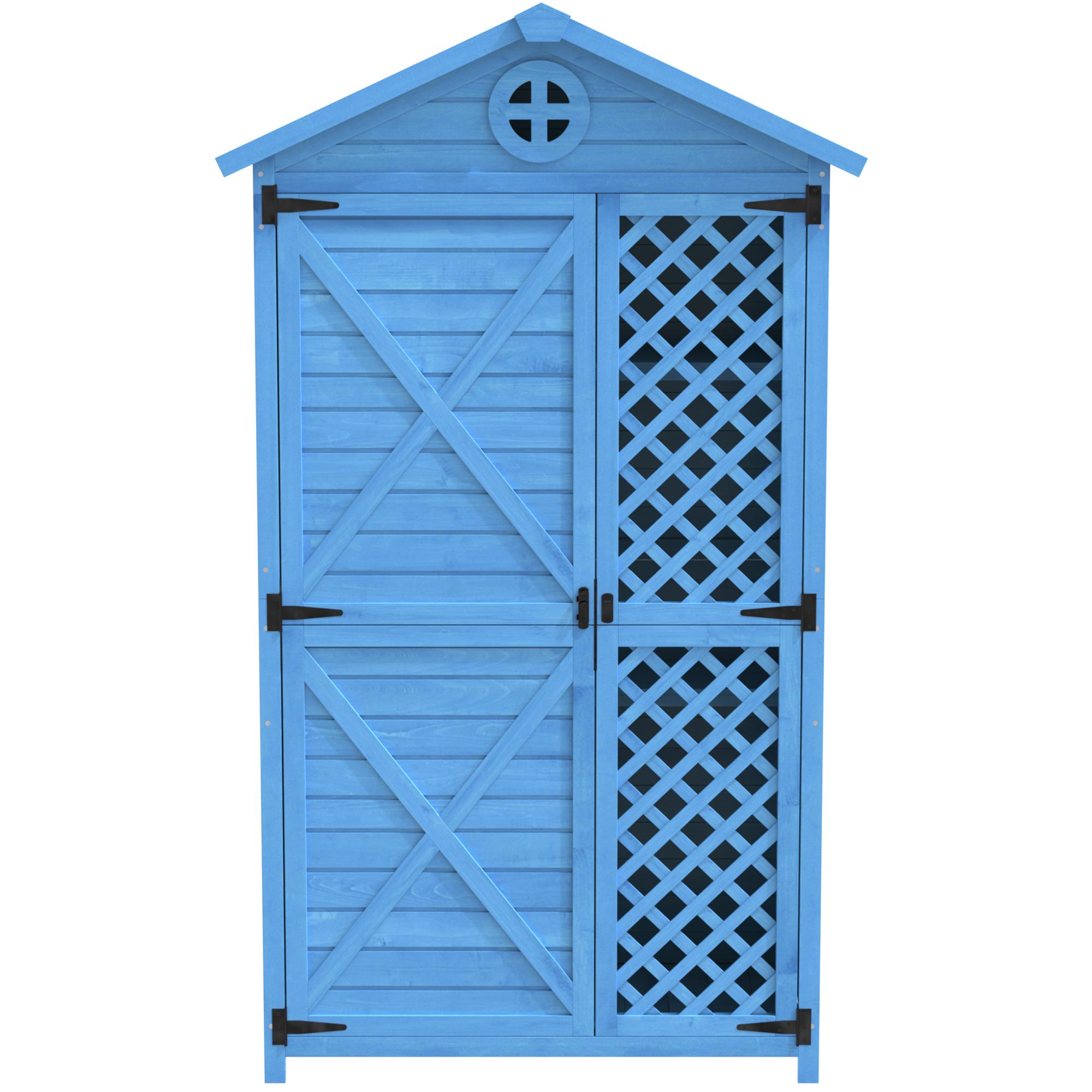 Gartenschrank 90x56x175 cm - Holzschuppen für Gartenwerkzeuge im Garten, Outdoor Storage, Blau