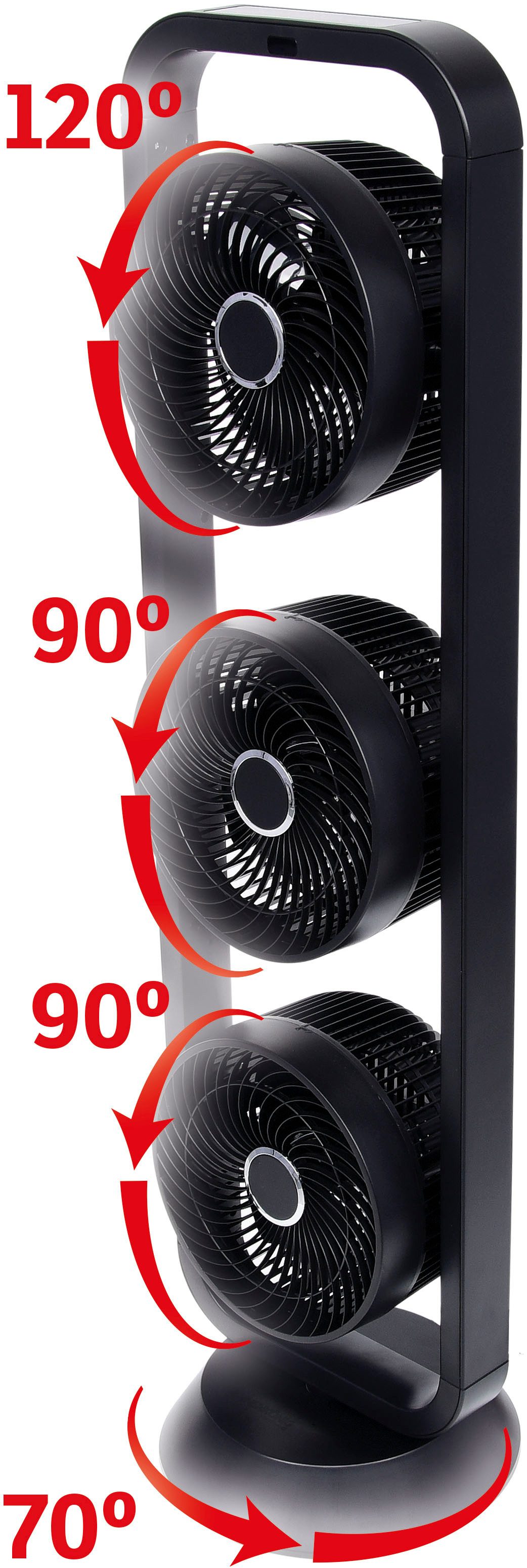 Standventilator Vind 3 schwarz, Leistung 105W, Fernbedienung, Touch-Funktion