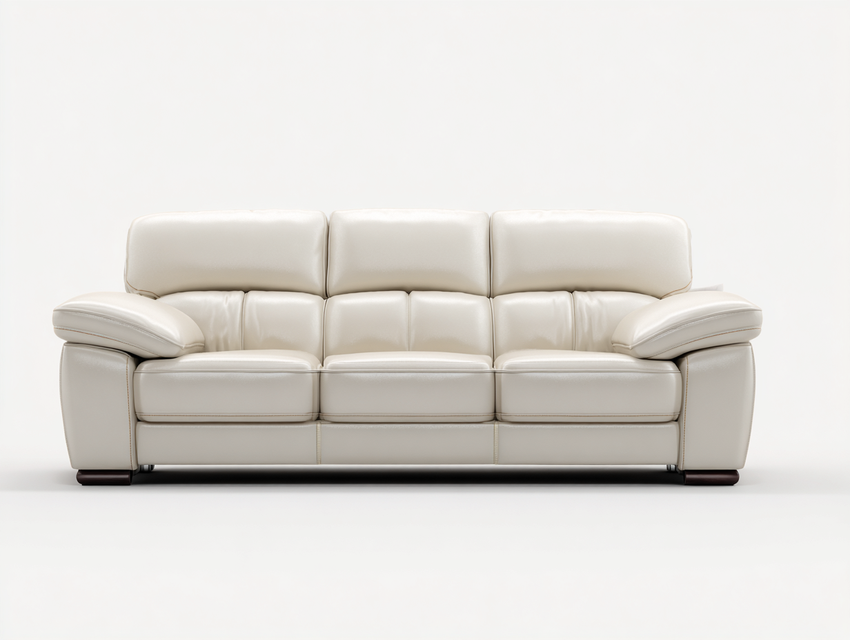 Sofás 3 plazas tapizado cuero sintético estructura madera 220x95x90 cm - Beige - Diseño moderno