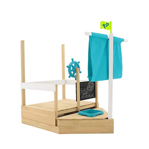 TP Toys Ahoy Barca Sandpit | 2 modalità di Gioco | per Bambini dai 2 Anni Legno da Giardino e all'aperto | con Copertura Ombra | Contenitore per Giocattoli Nascosto, Colore, 123 x 38 x 18 cm, TP619 : Amazon.it: Giochi e giocattoli