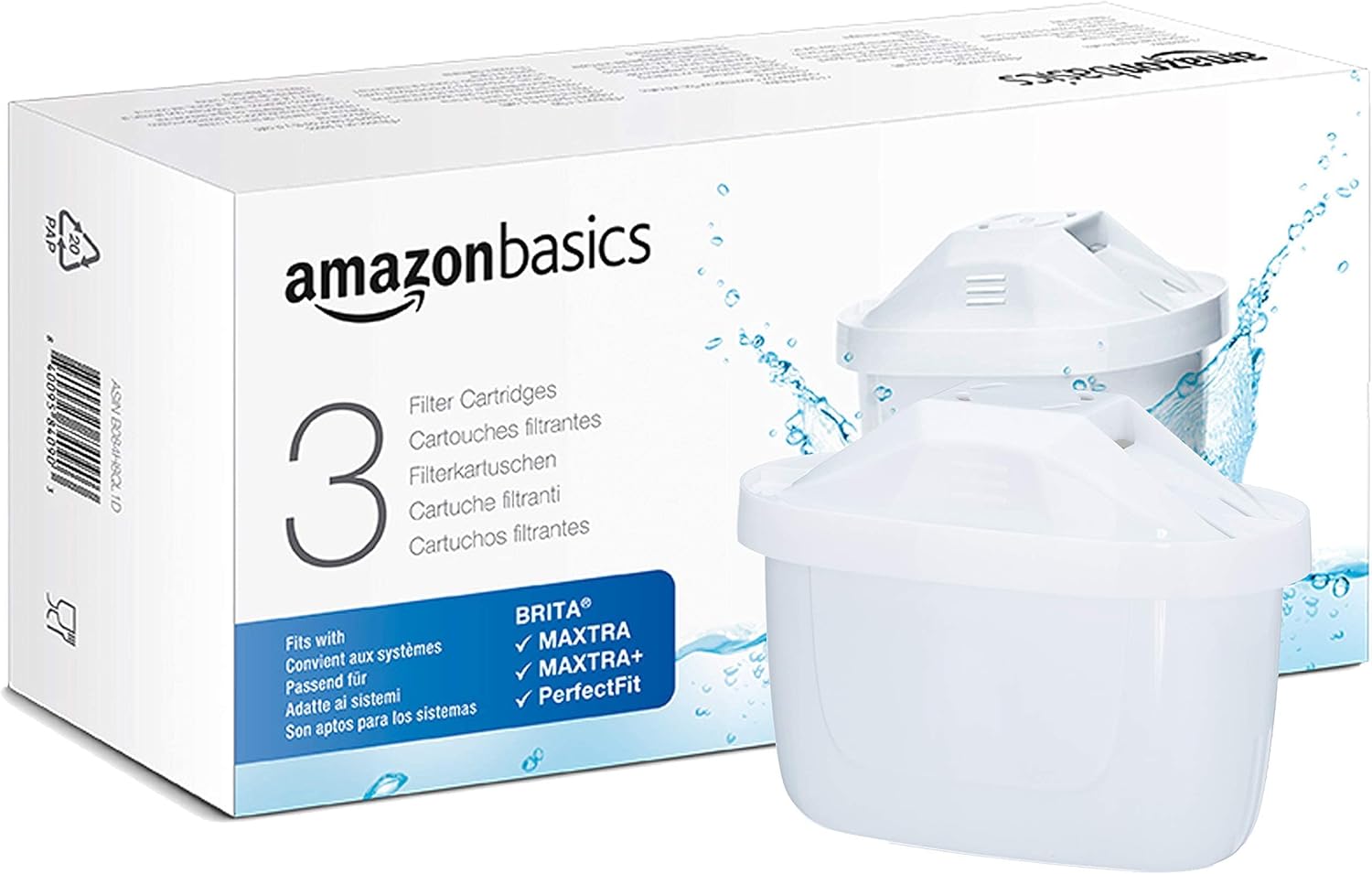 Amazon Basics Filtri per acqua, confezione da 12, adatto e compatibile con tutte le caraffe BRITA, incluse le caraffe PerfectFit e Amazon Basic