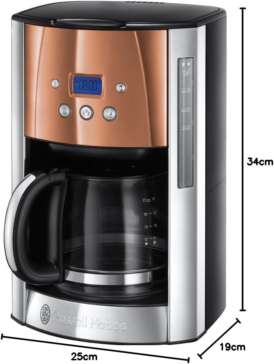 Russell Hobbs Toaster [für 2 Scheiben] Luna Edelstahl Kupfer (extra breite Toastschlitze, inkl. Brtchenaufsatz, 6 Brunungsstufen + Auftau- & Aufwrmfunktion, 1550W) 24290-56