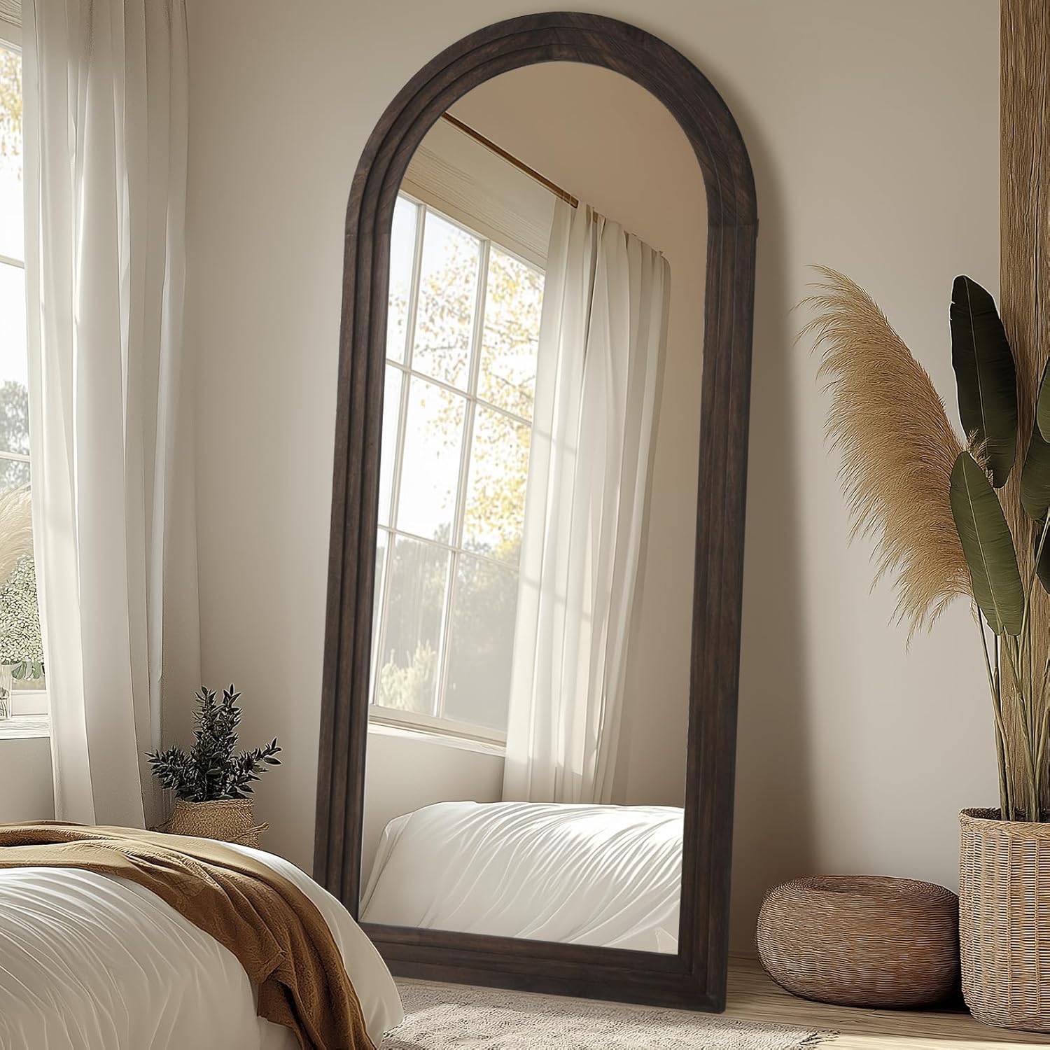 Rustic Standing Full Length Mirror Wood Frame, 71