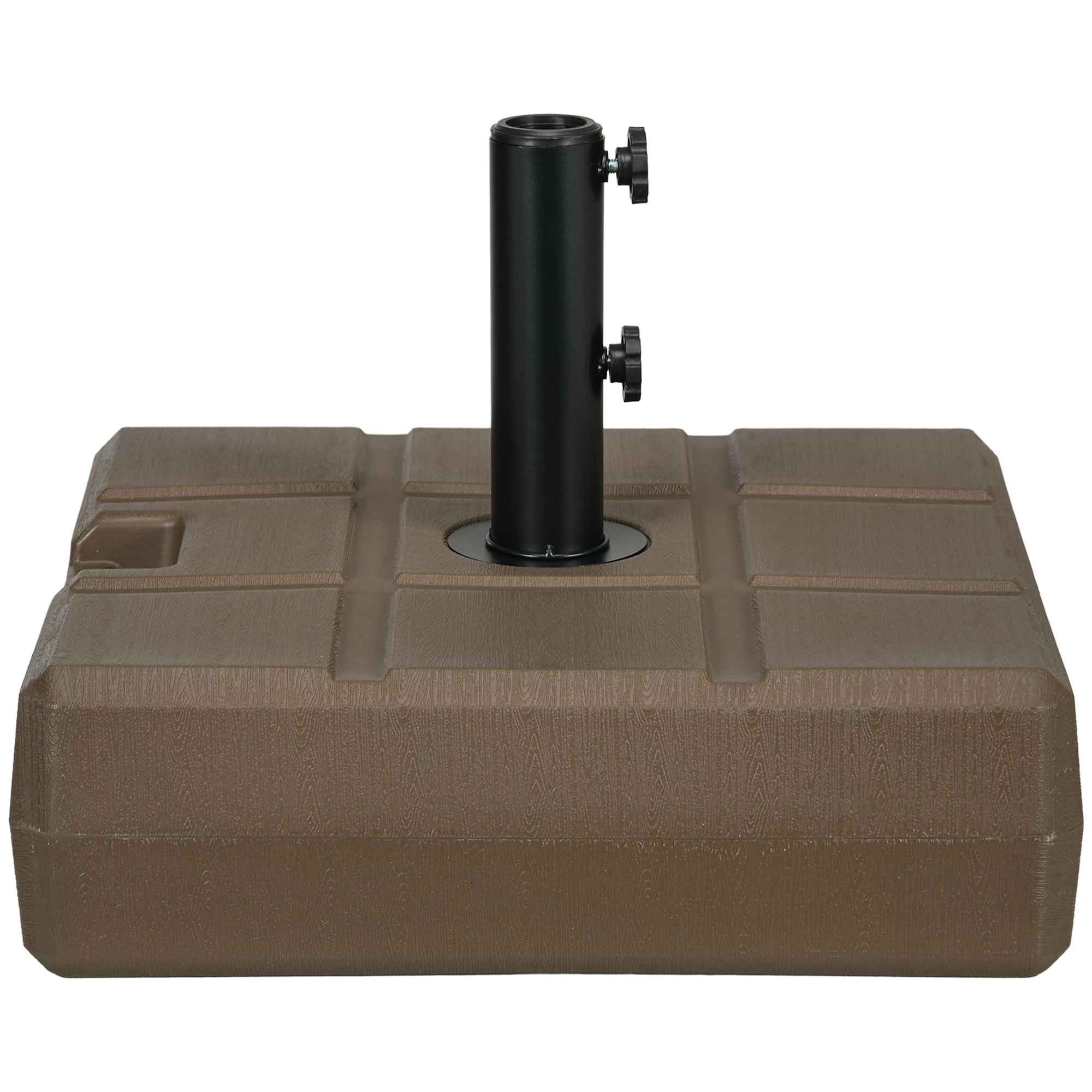 Outsunny Baseständer für Gartenschirme, Befüllbar mit Griff aus HDPE und Stahl, 49x49x36,5 cm, Braun