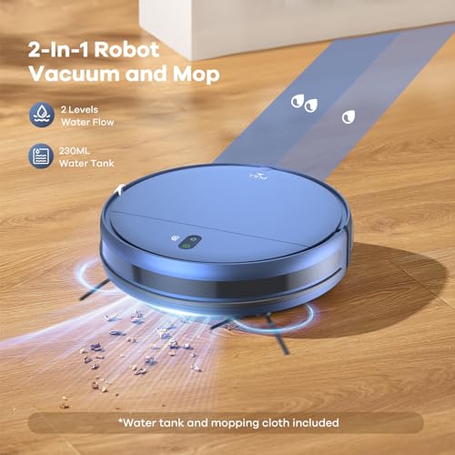 ZCWA Robot Vacuum and Mop Combo,2.4GHz WiFi Link Vacuum Robot,4 Cleaning Mode Robotic Vacuums Cleaner,APP/Remote Aspiradora Robot,Self Charging Robot Vacuum for Pet Hair,Stains,Carpets,Corner