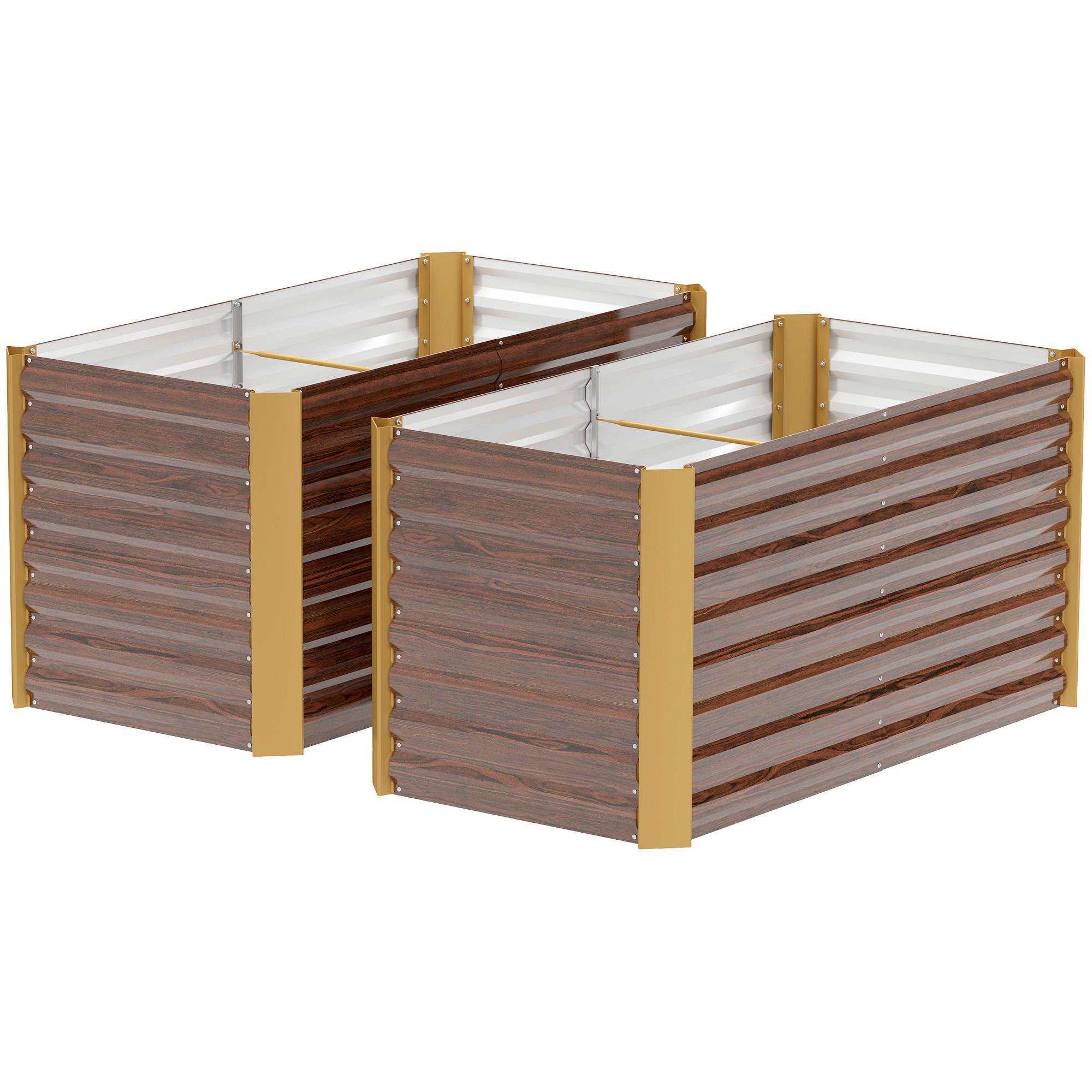 Outsunny Hochbeet 2er-Set, Pflanzkasten, extra tief, Metall, 120 x 60 x 60 cm Braun