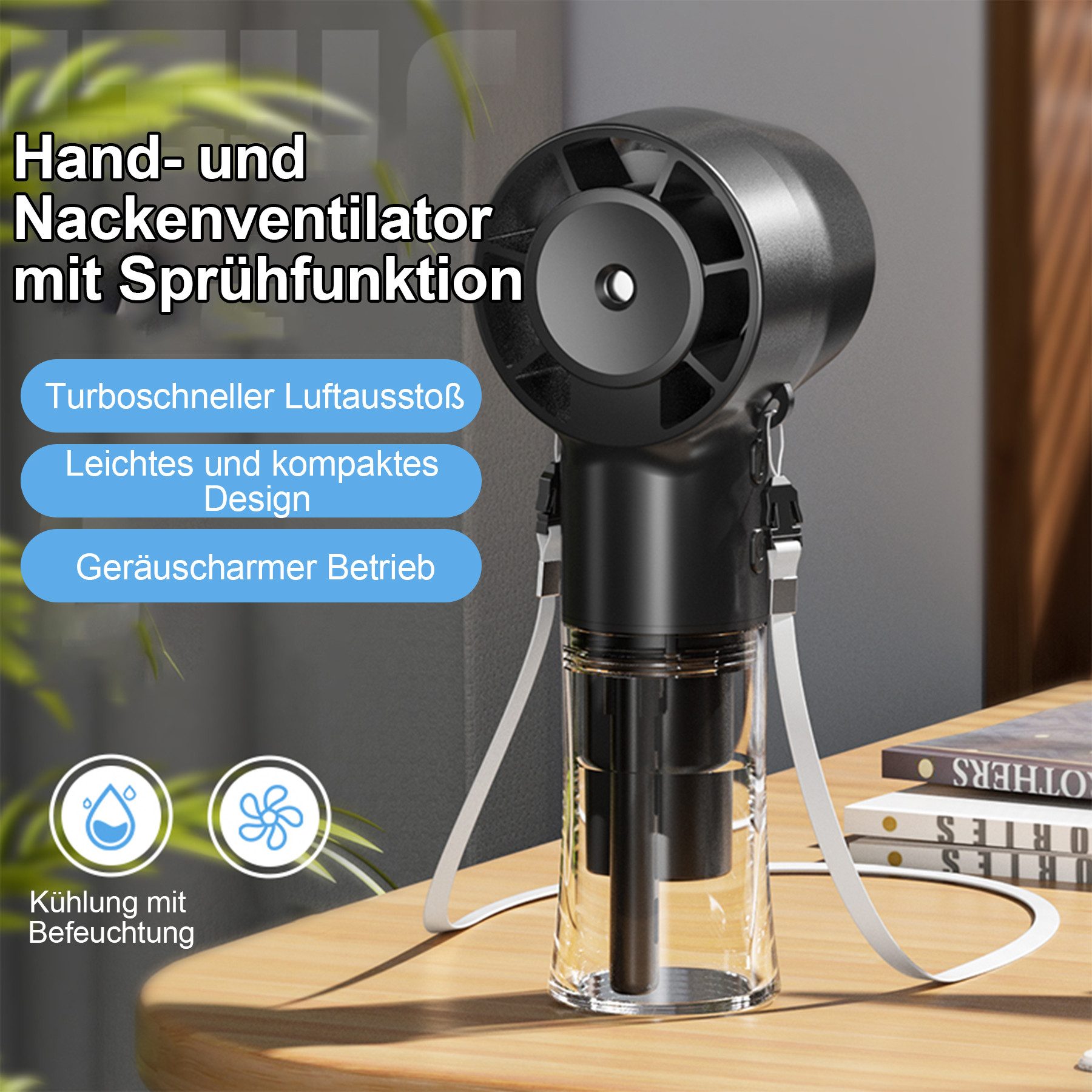 Mini USB-Ventilator Handventilator Tragbarer Sprühventilator USB wiederaufladbar 1200MAH