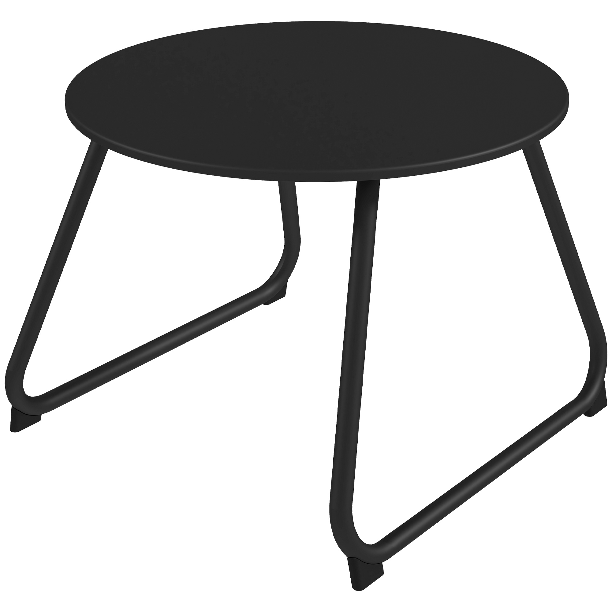 Outsunny Gartencouchtisch Ø48x37 cm aus Schwarzem Metall mit Verstellbaren Füßen