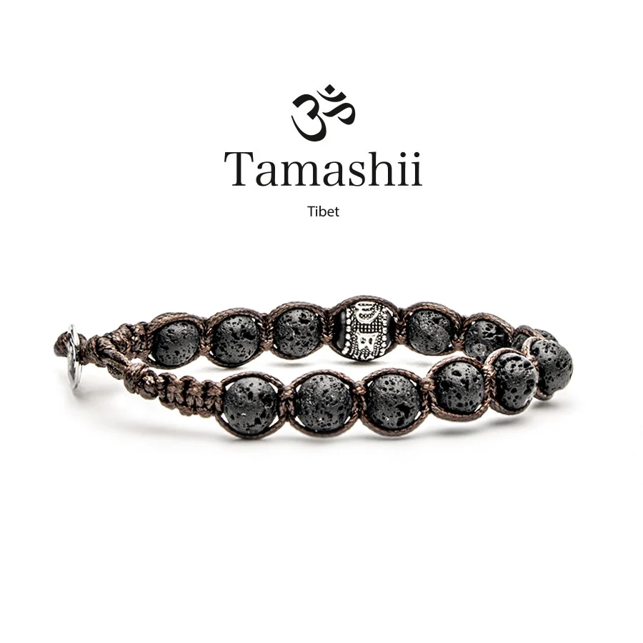 Bracciale Tamashii ruota della preghiera in lava nera BHS1100-98