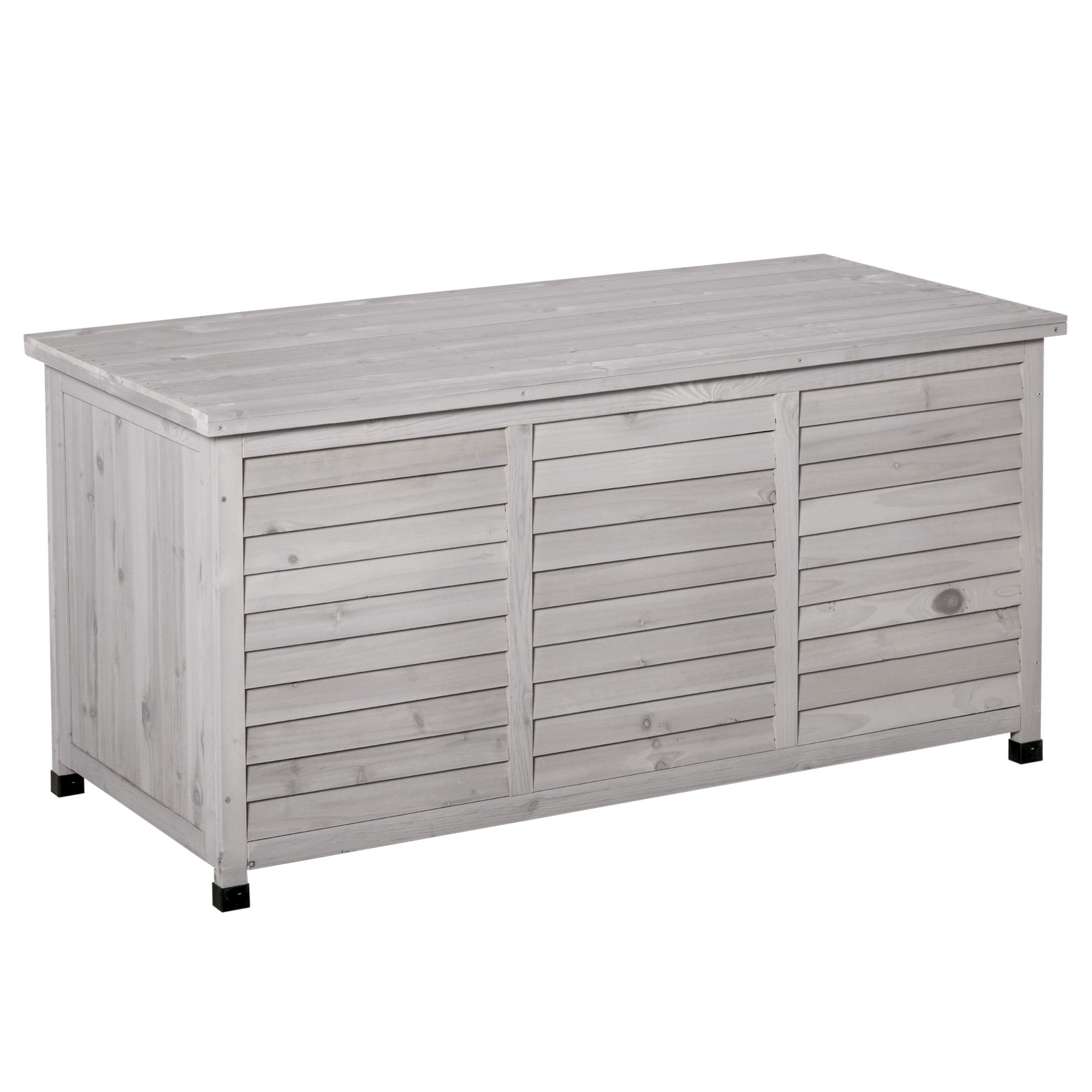 Outsunny Gartenbox, wetterbeständig, luftdurchlässig, Kissenbox, Aufbewahrungsbox, Fichtenholz, grau, 127 x 56 x 60 cm