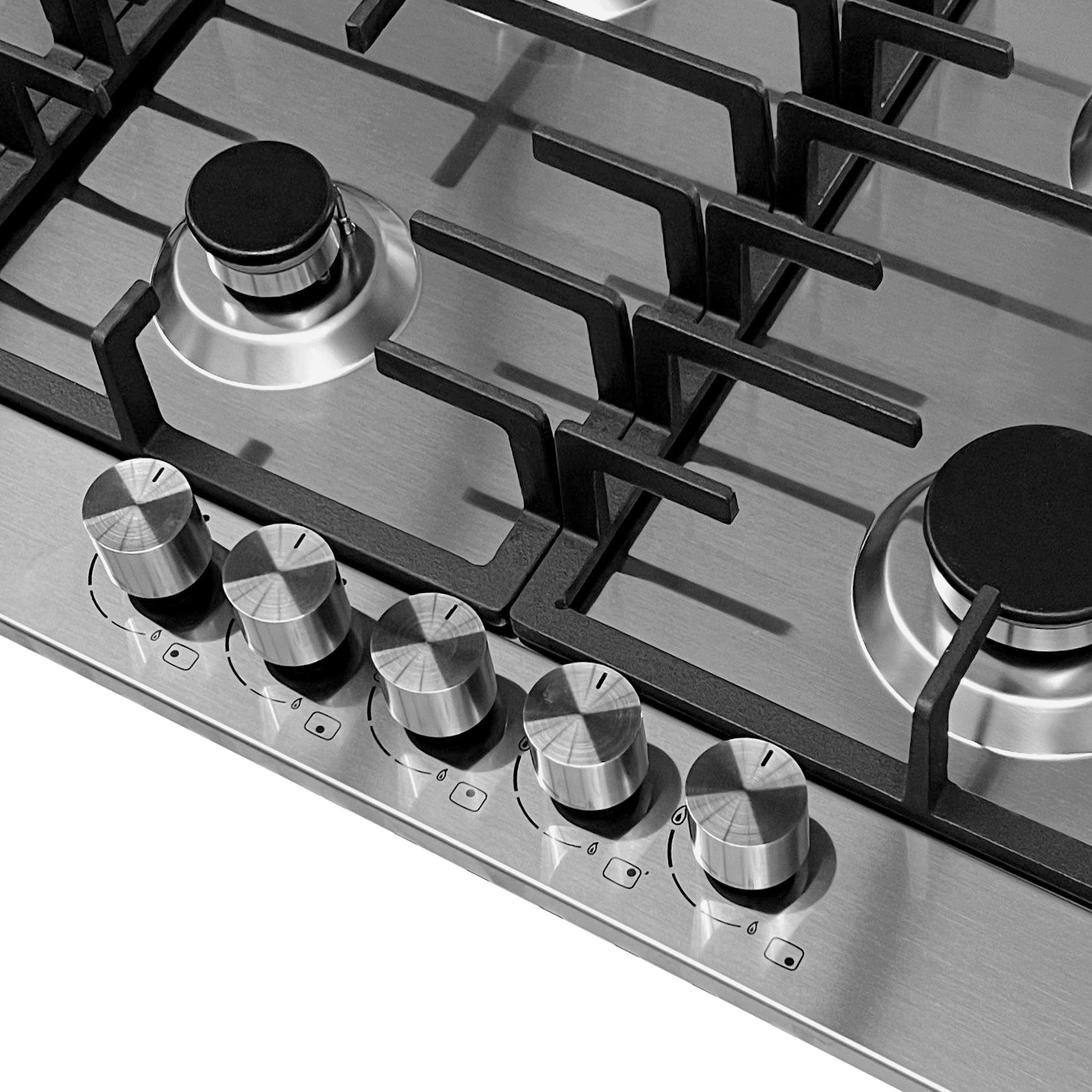 Gas-Kochfeld GCH FG 905 VPGL 90 cm, Edelstahl, 4,0 KW WOK, 5 Gasbrenner,Erdgas, FL.Gas