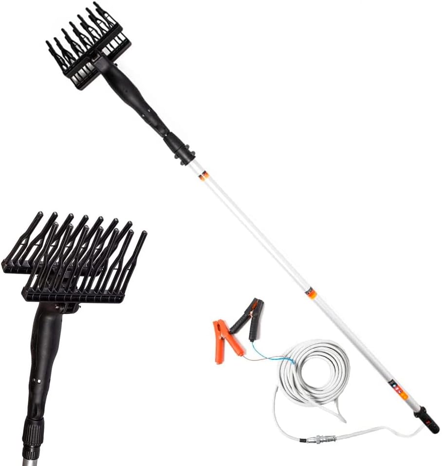 AMC Abbacchiatore e scuotitore elettrico telescopico per olive a batteria 12V 400W fino a 1000 battiti al minuto scuotiolive dal peso ridotto ergonomico e maneggevole comprensivo di cavi con morsetto