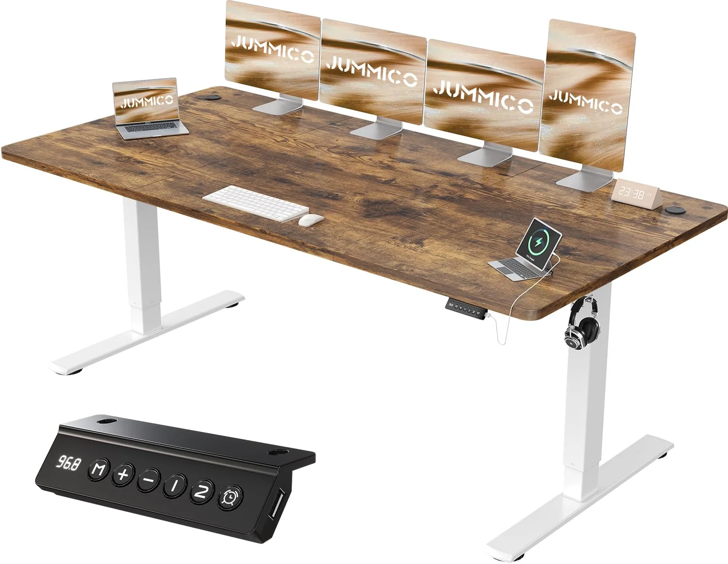 JUMMICO Elektrisch höhenverstellbarer Schreibtisch mit USB-Anschluss