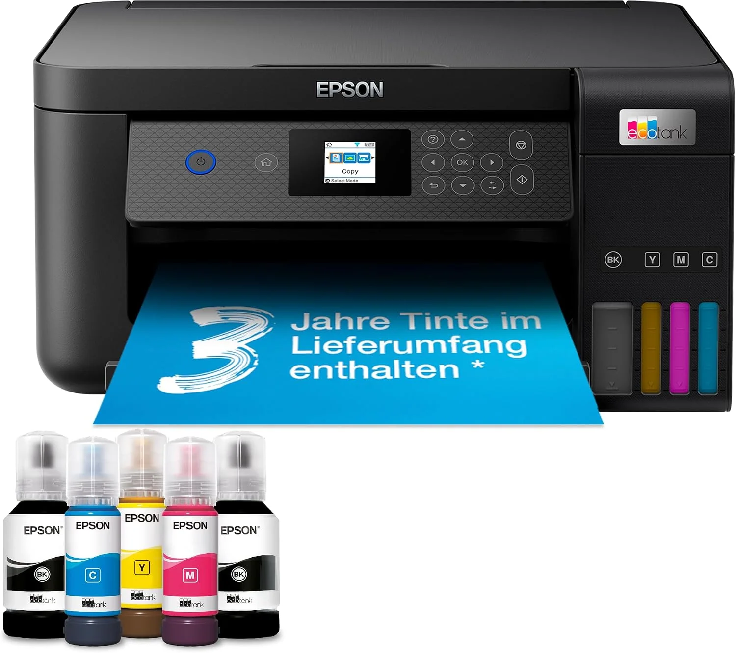 Epson Tintenstrahldrucker, Schwarz, EcoTank ET-2850 A4-Multifunktions-Wi-Fi-Tintentankdrucker