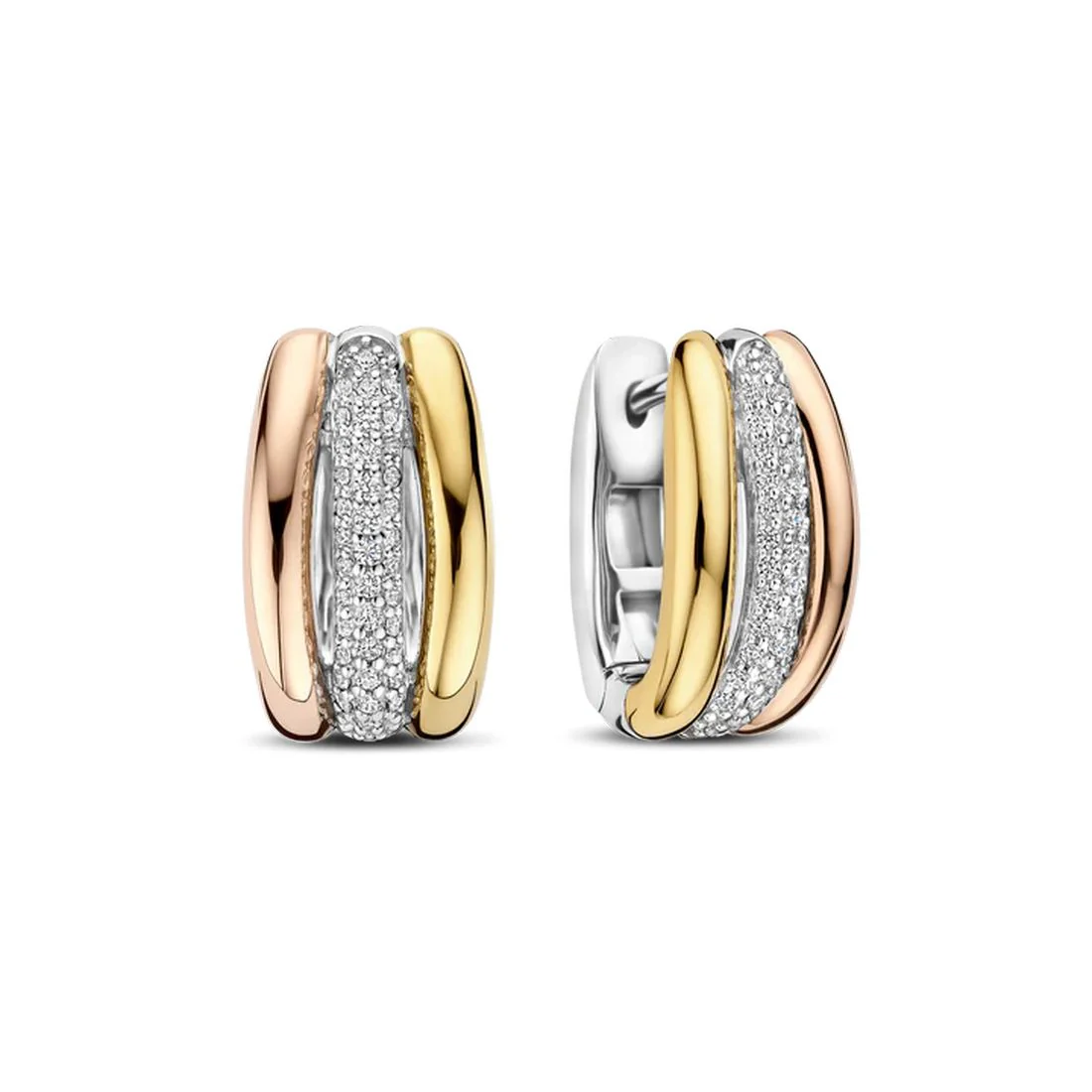 Orecchini Ti Sento Milano in argento tricolore con pietre 78072TZ