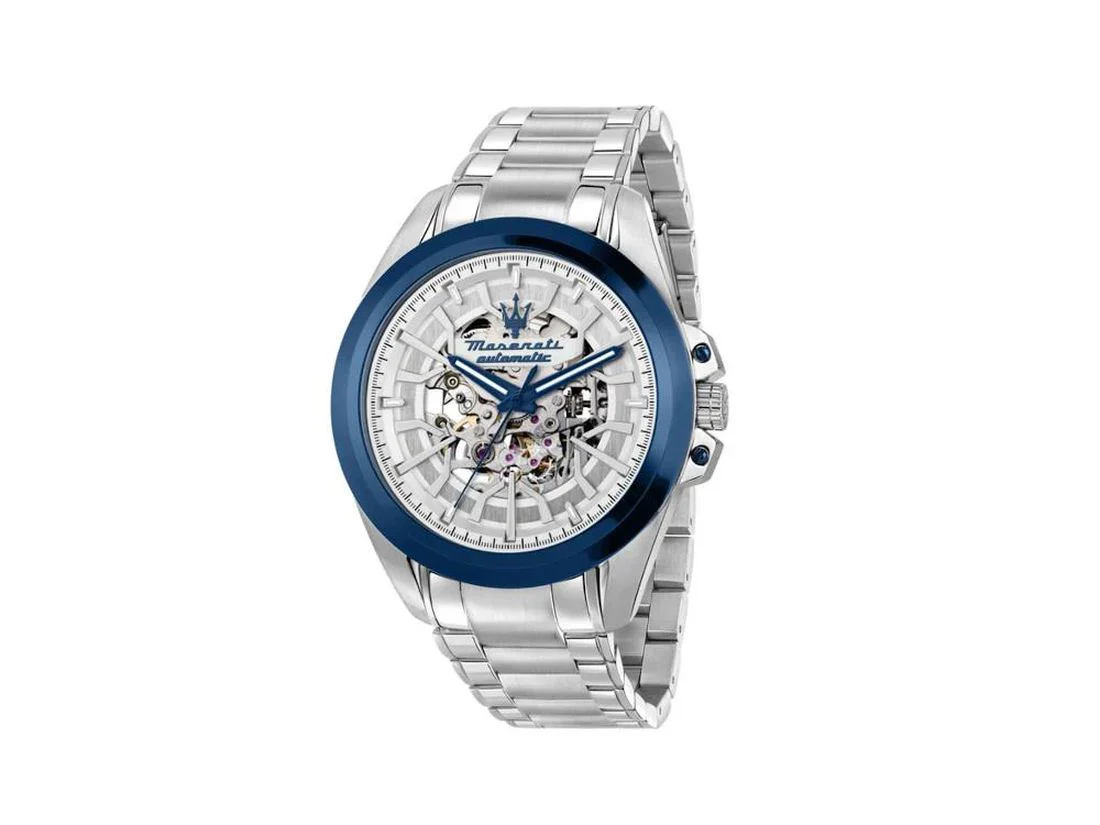Orologio Maserati Traguardo automatic Skeleton acciaio e lunetta blu R8823112006