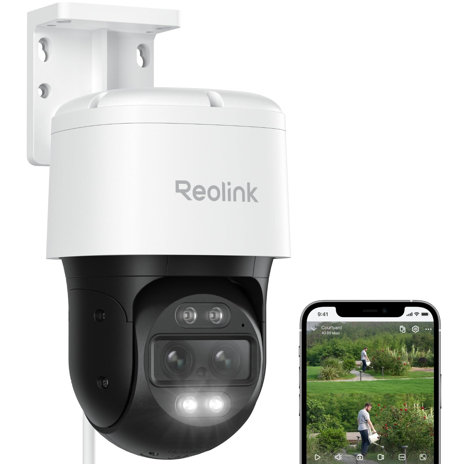 4K PTZ Überwachungskamera TrackMix PoE Dual-Objektiv 8 MP 2,8 mm Weitwinkel 8 mm Teleobjektiv 6-fach Zoom Personen- und Fahrzeugerkennung