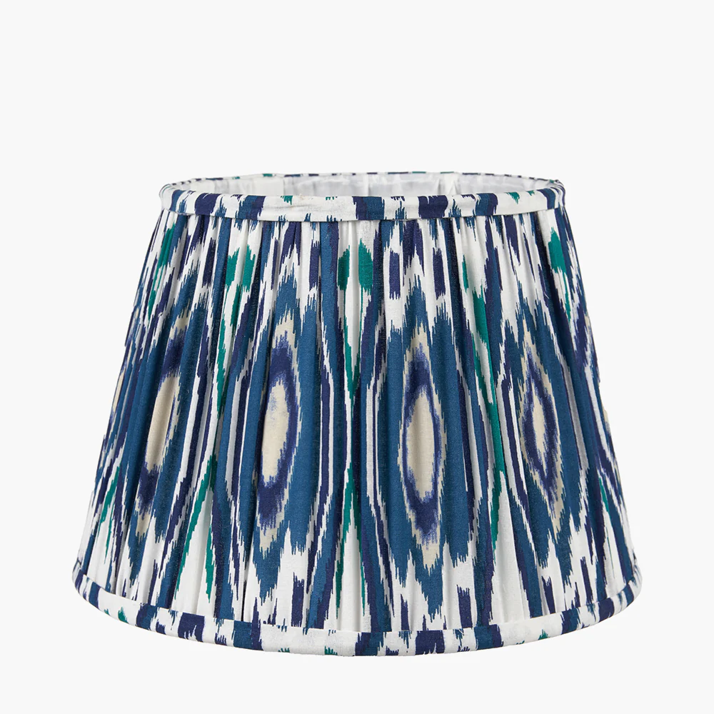 Ocean Blue Patterned Gathered Tapered Shade-35cm