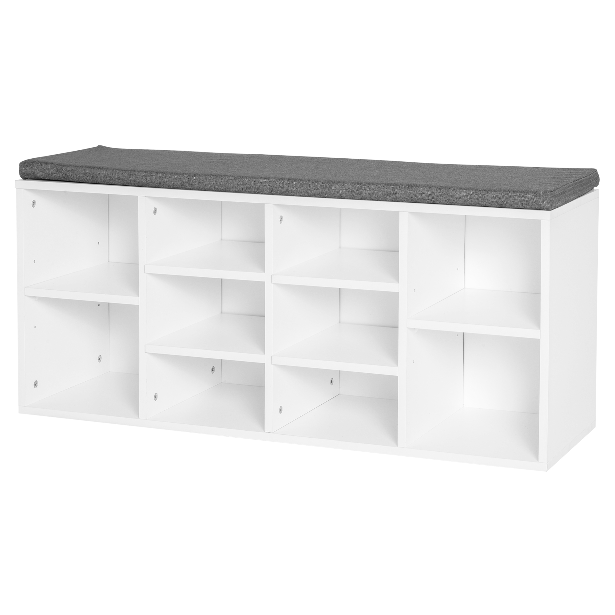 HOMCOM Schuhregal Bank 8-10 Paare Schuhe Verstellbare Regalböden, Spanholz, Weiß, 104 x 30 x 48 cm