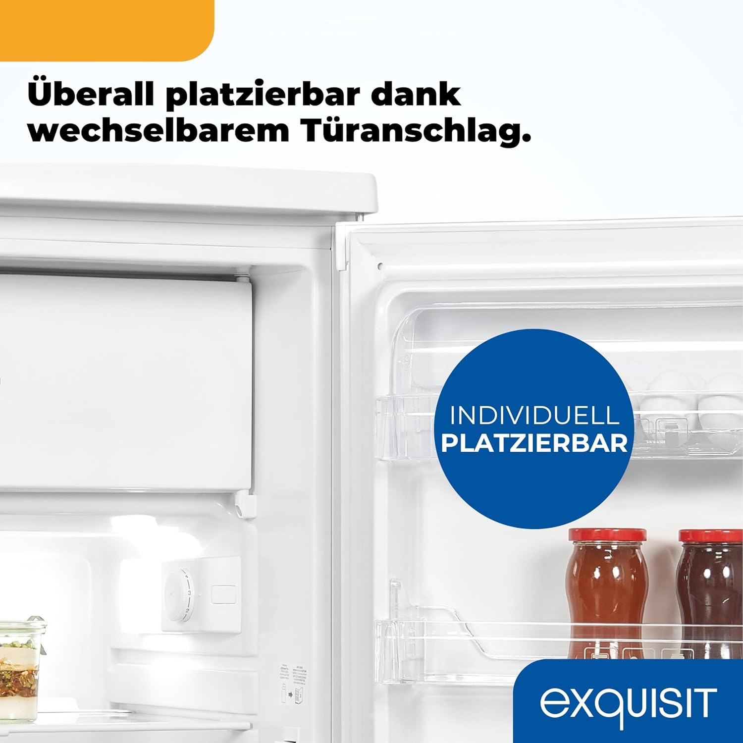 Exquisit Kühlschrank mit Gefrierfach, 109 Liter, kleiner Kühlschrank, 85 cm hoch, freistehend, Kompakt, KS516-4-E-040E weiss