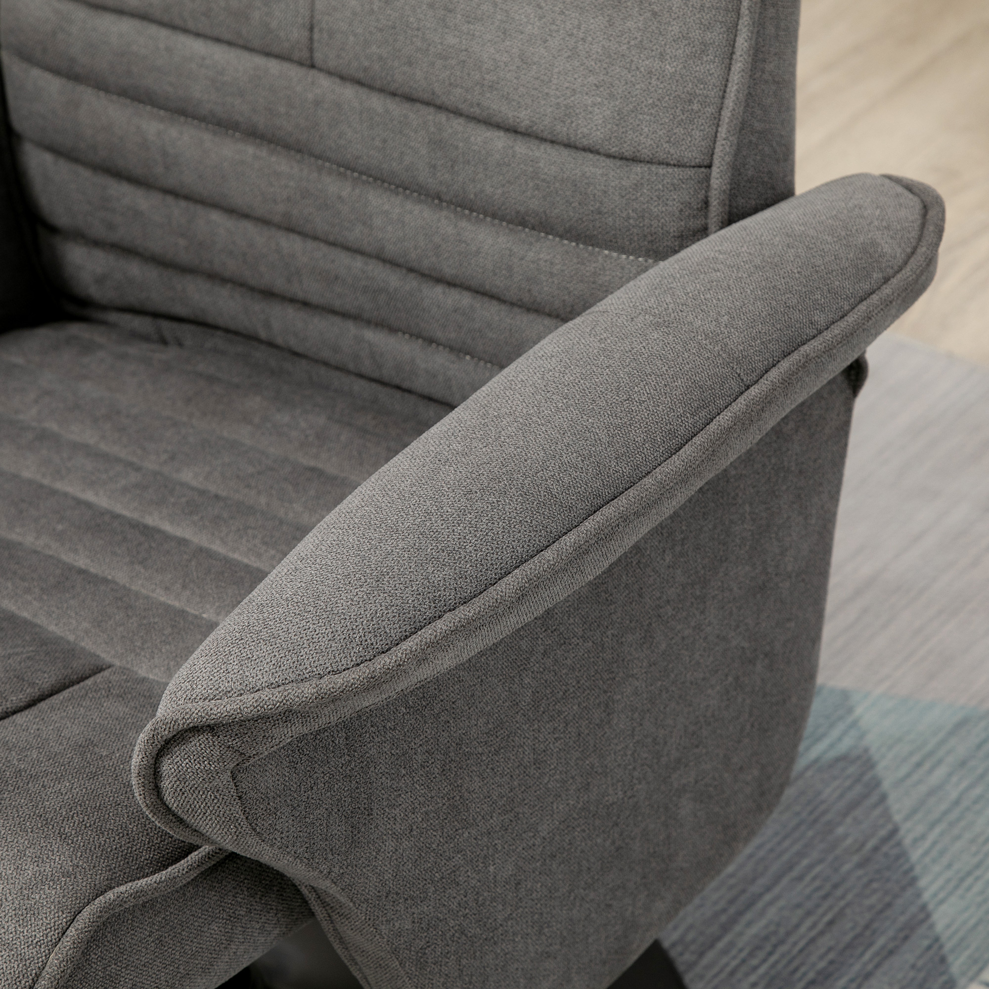 Relaxfauteuil met Voetenbankje, Verstelbare Rugleuning, 69 cm x 71 cm x 104 cm, Donkergrijs + Zwart