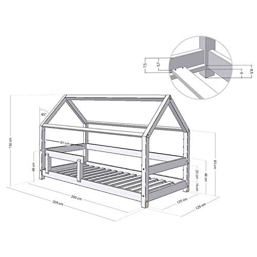 Benlemi Letto per bambini TERY 120 x 200 cm, grigio chiaro : Prima infanzia