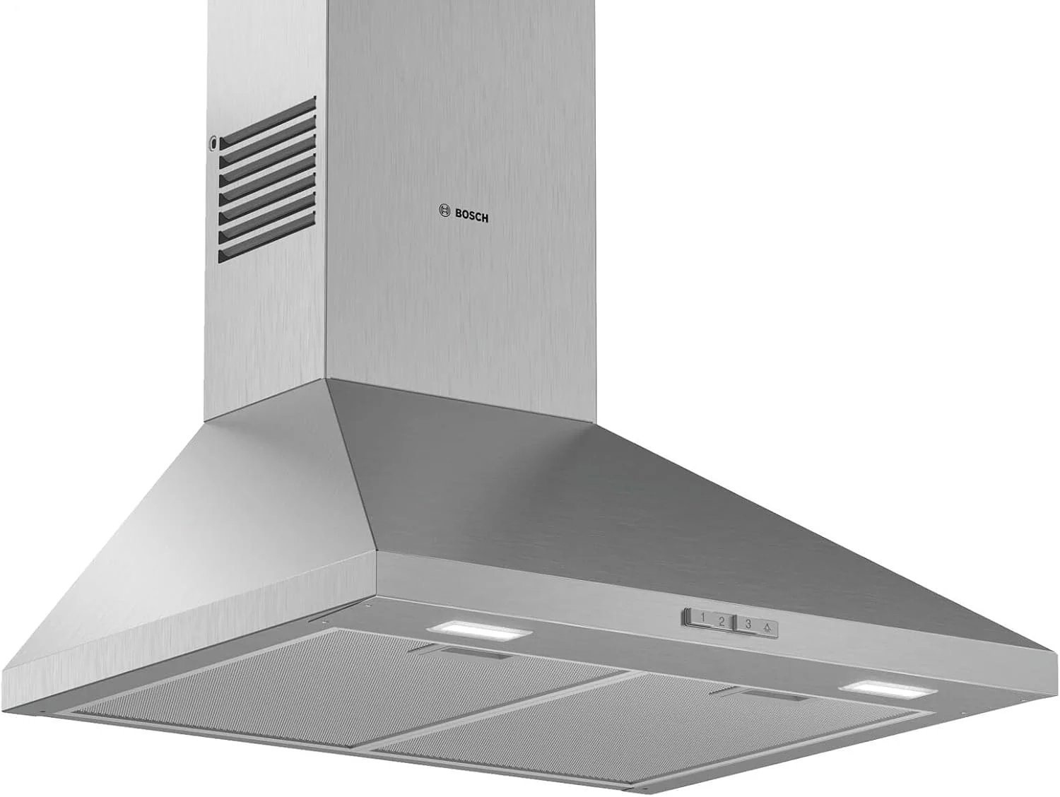 Bosch DWP66BC50 Wandesse, 60 cm breit, Um und Abluft, Led-Beleuchtung gleichmäßige Ausleuchtung, Drucktastenschalter, 3 Leistungsstufen, Serie 2