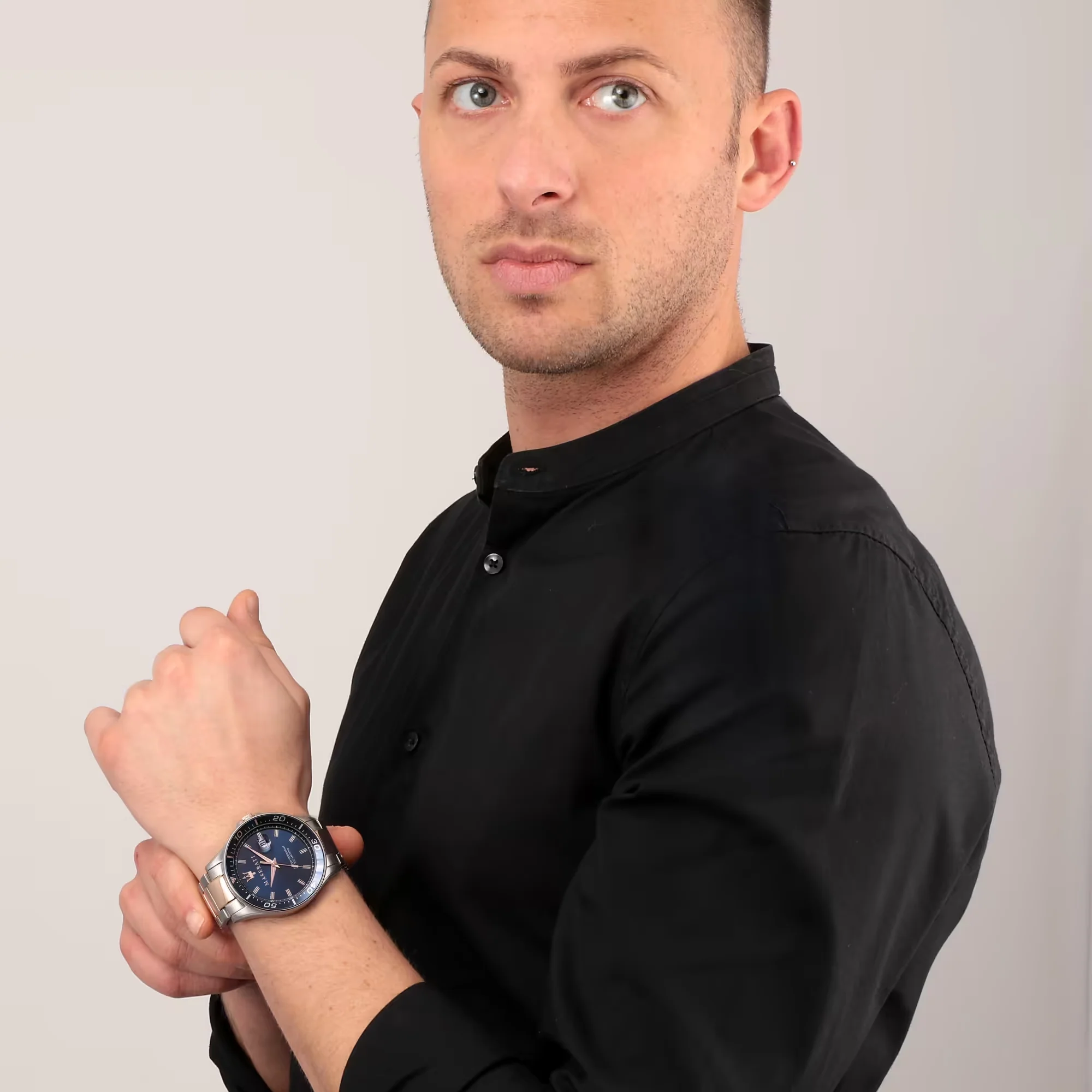 Orologio Maserati Sfida quadrante blu e acciaio bicolore oro rosa R8853140003