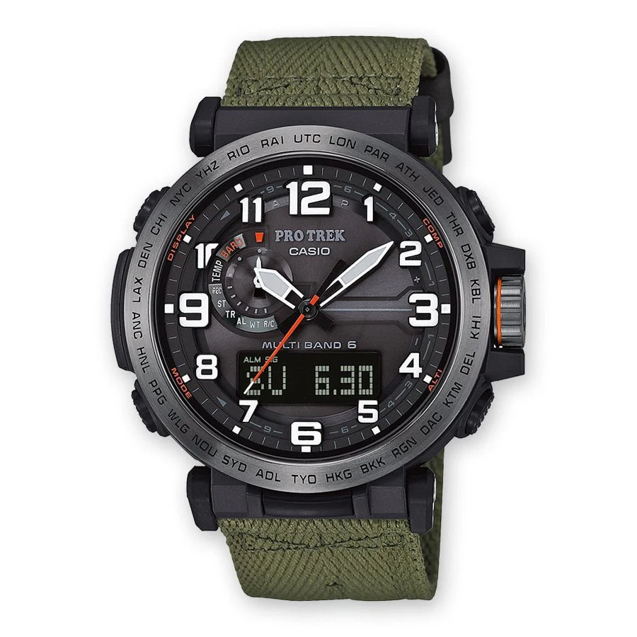 Orologio Casio Pro Trek PRW-6600YB-3ER radiocontrollato canvas verde