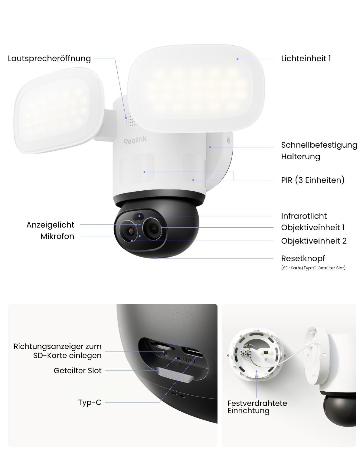 4K PTZ Überwachungskamera außen TrackFlex Floodlight WiFi mit Wi-Fi 6 6x Hybridzoom 3000 Lumen Auto-Tracking und KI-Erkennung