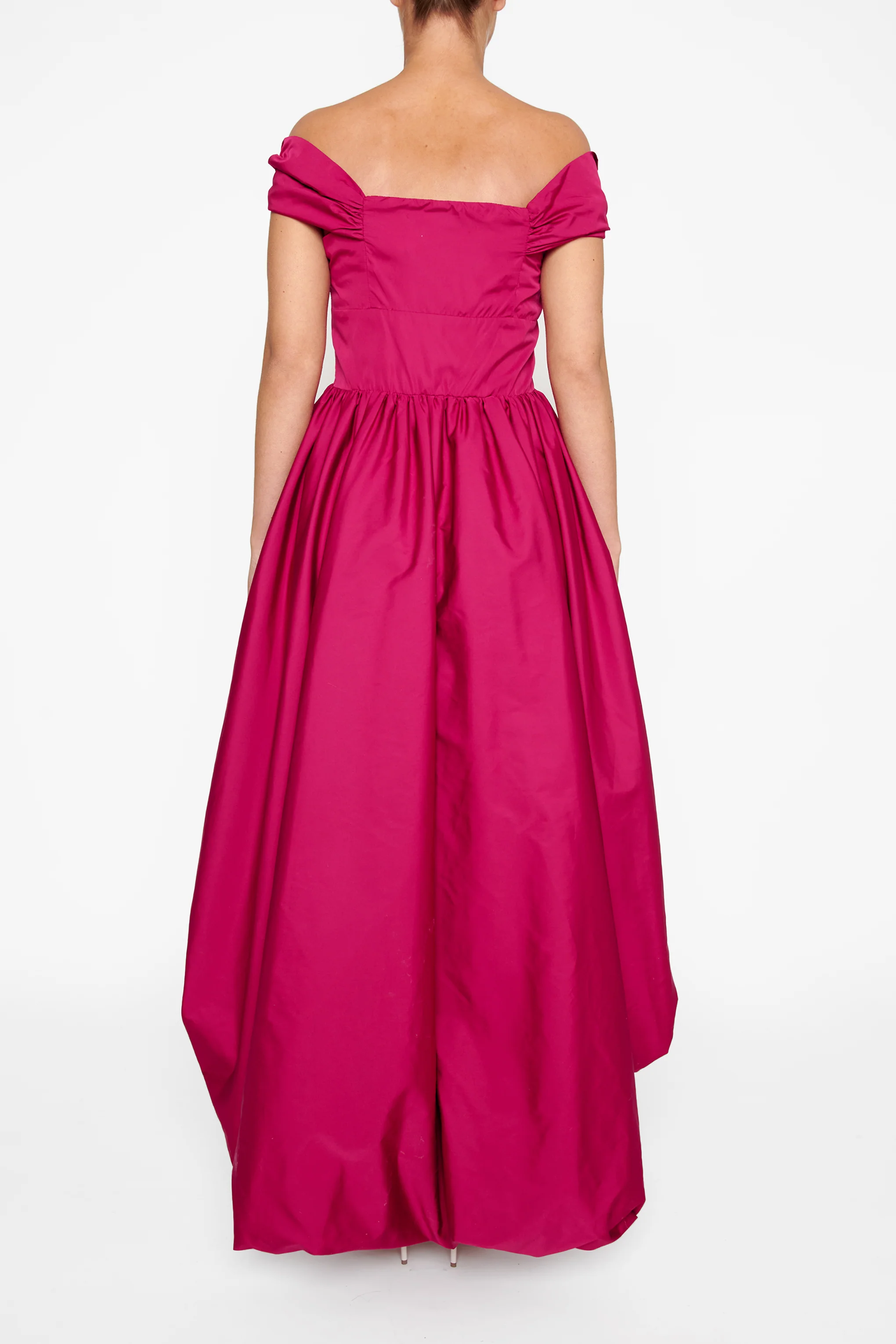 Dora Mulberry Bardot Waterfall Hi-Lo Dress