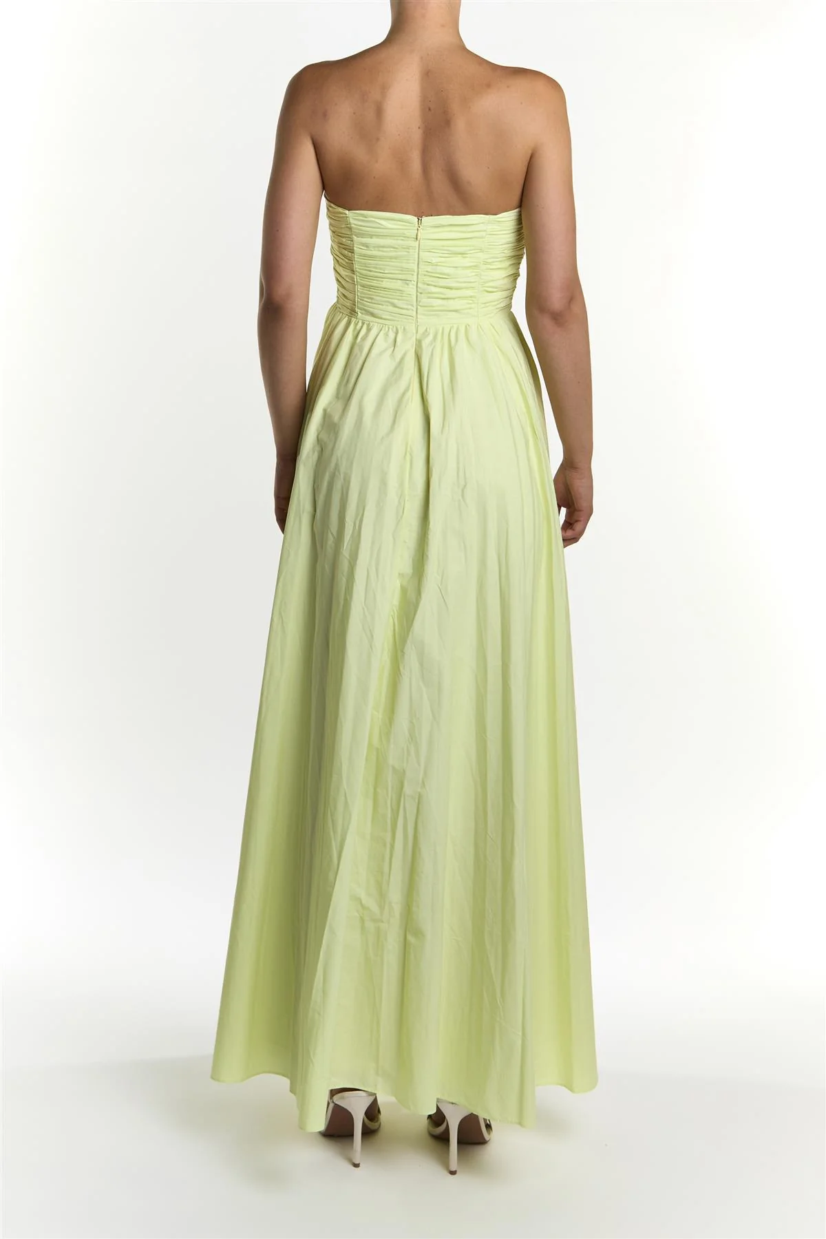 Lime Cream Pleated Maxi-Dress