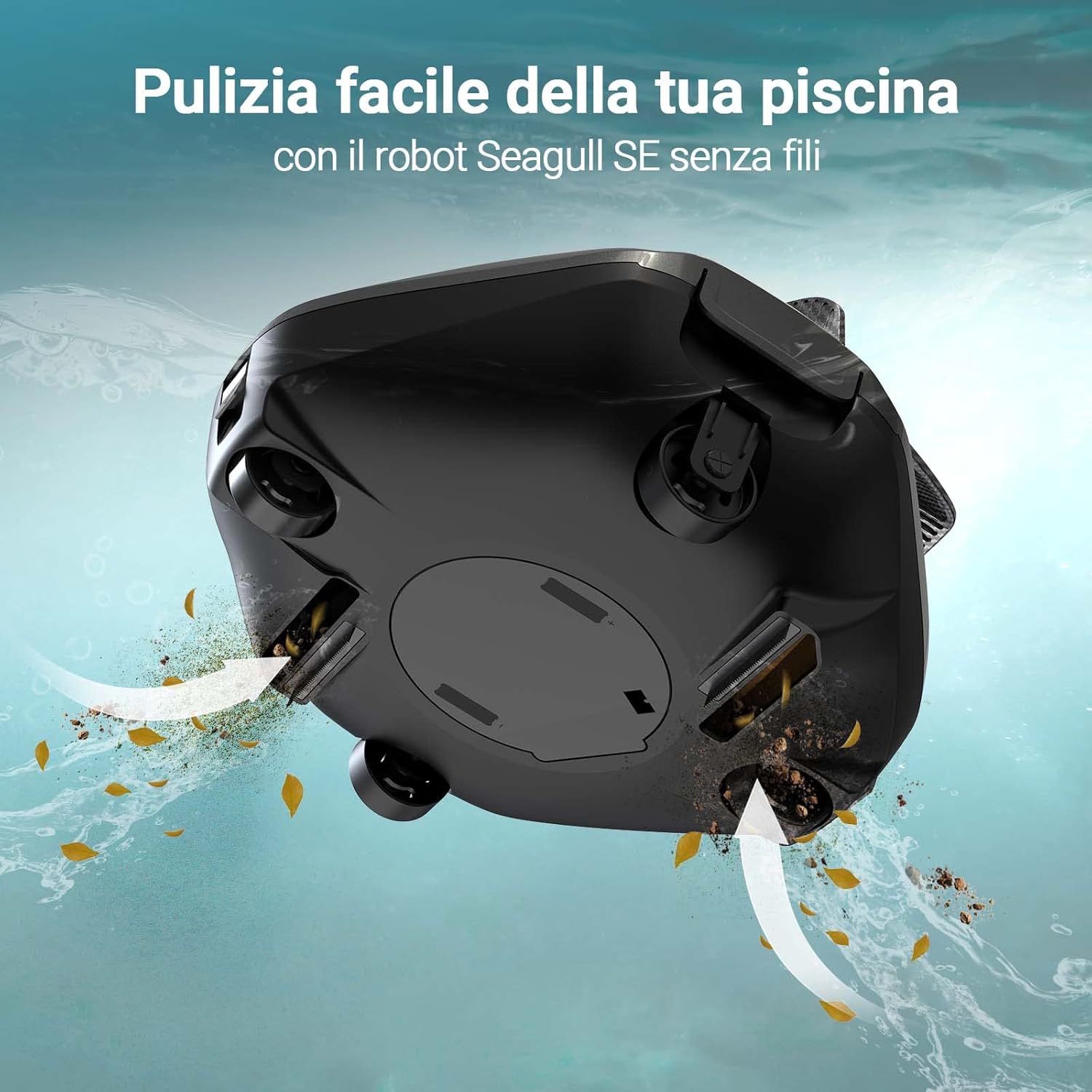 AIPER Seagull SE - Robot Piscina senza Fili, Motore Dual-Drive, Avvio One-Click, AutoParcheggio, Ricarica Veloce, Durata fino 90 min, piscine max 80 m, Gancio Recupero/2x Spazzole/2x Ruote, Grigio