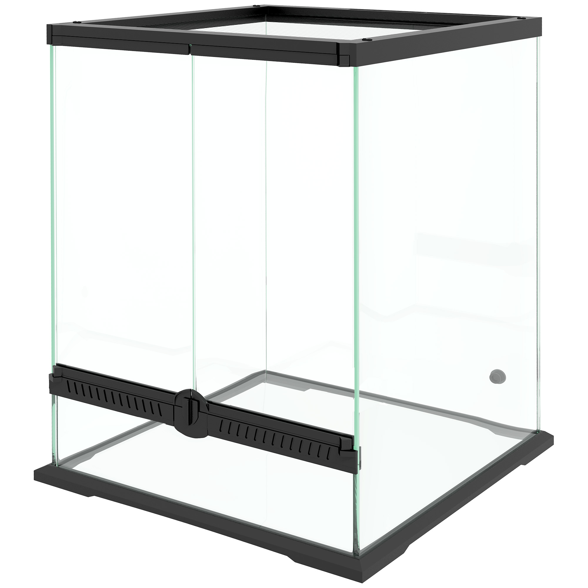 PawHut Terrarium, Glasgehäuse, verriegelbar, Kabelmanagement, 45x45x60cm, Schwarz