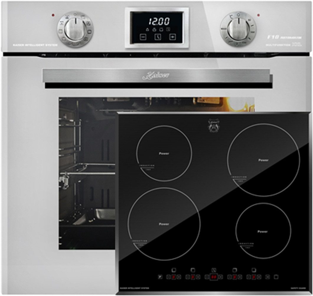 Backofen-Set Herd Set Autark Elektro Backofen, Autark, 79L, 10 Funktionen mit Induktionskochfeld 60 cm, Autark,Facettenschliff, Kochfeld 4xQickHeat Kochzonen EH 6326 W+ KCT 6105 FI