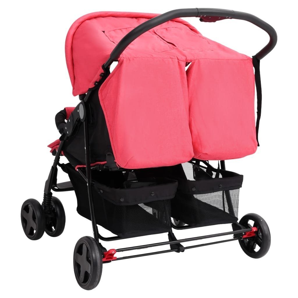 Kinder-Buggy aus Stahl, Leinen in Rot