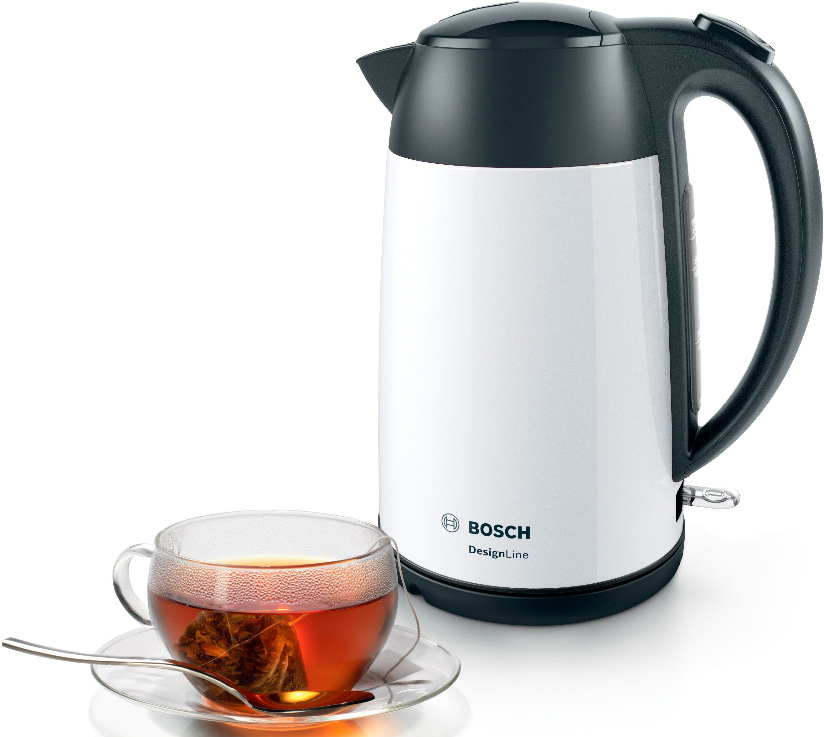Wasserkocher DesignLine TWK3P421, Ausgießen ohne Spritzer, Tassenanzeige
