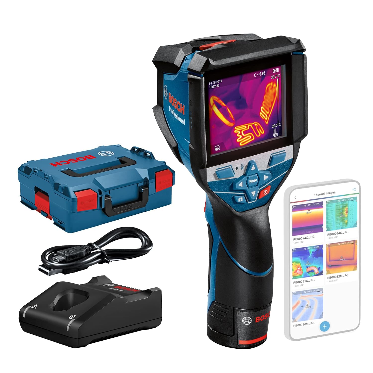Bosch Professional Termocamera con sistema 12 V GTC 600 C (1 batteria da 12 V, con funzione app, intervallo di temperatura: da -20 °C a +600 °C, risoluzione: 256x192 px, in L-Boxx)