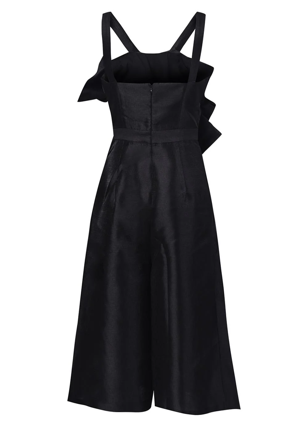 Simone Black Bow Cropped Jumpsuit