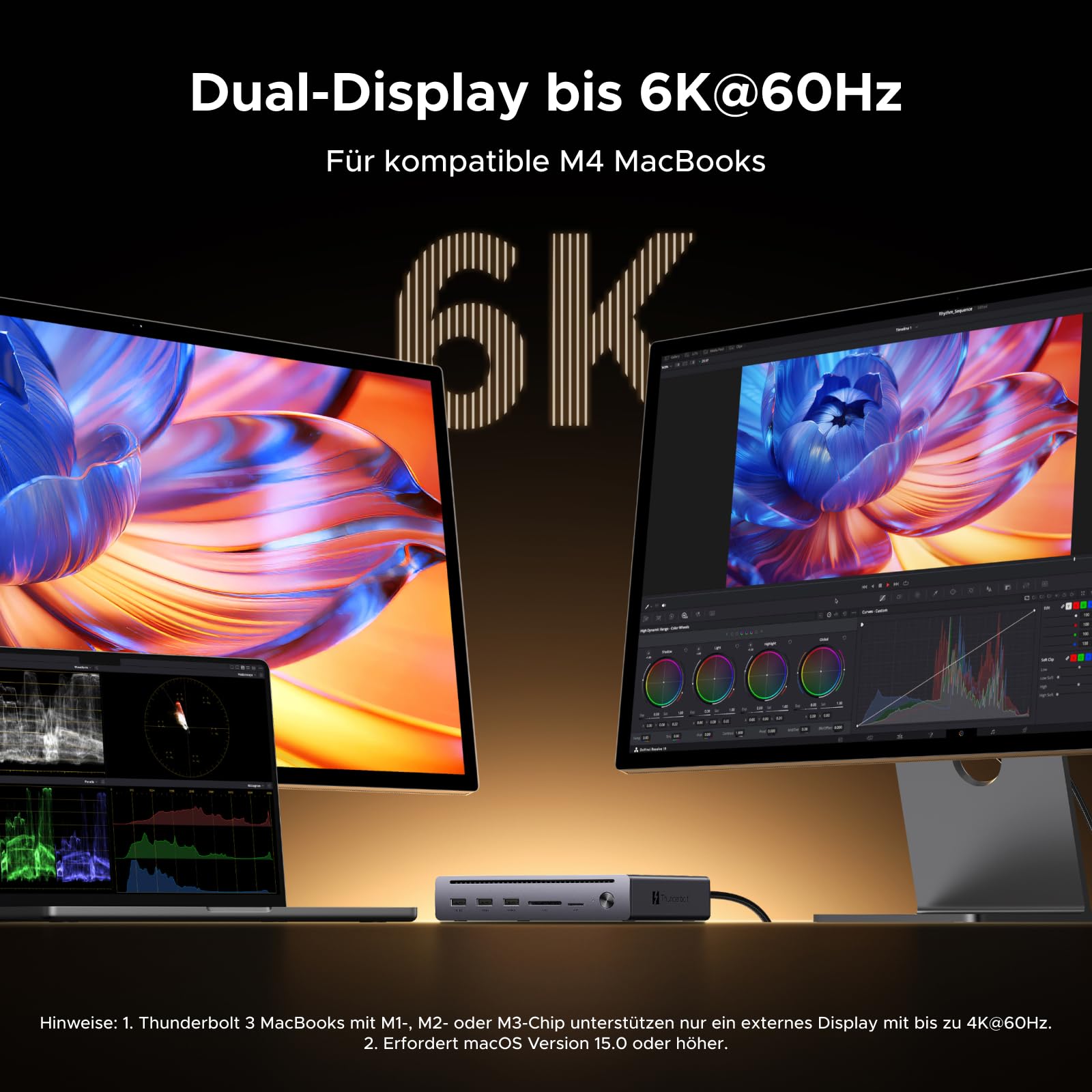 Thunderbolt 5 Dock 10-in-1 mit 140W Netzteil, 6K@60Hz oder 4K@120Hz für Thunderbolt-Laptops