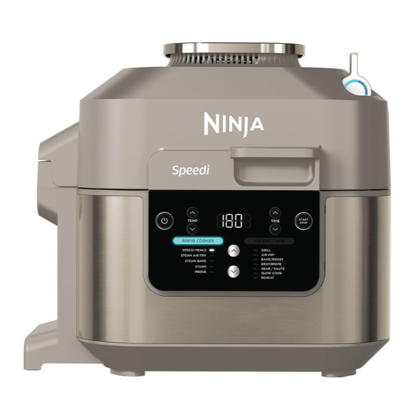 Multikocher und Heißluftfritteuse 5,7 l 12-in-1 mit Dampfgarfunktion Heißluft-Frittieren Backen Grillen Stone Gold