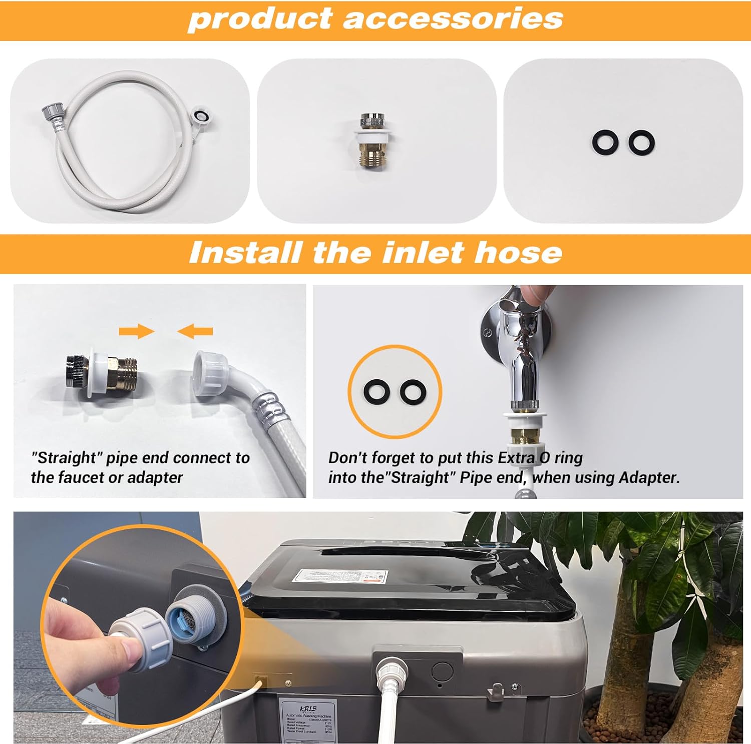 Portable Washing Machine 17.7lbs Full-Auto 10 Programs RV Dorm