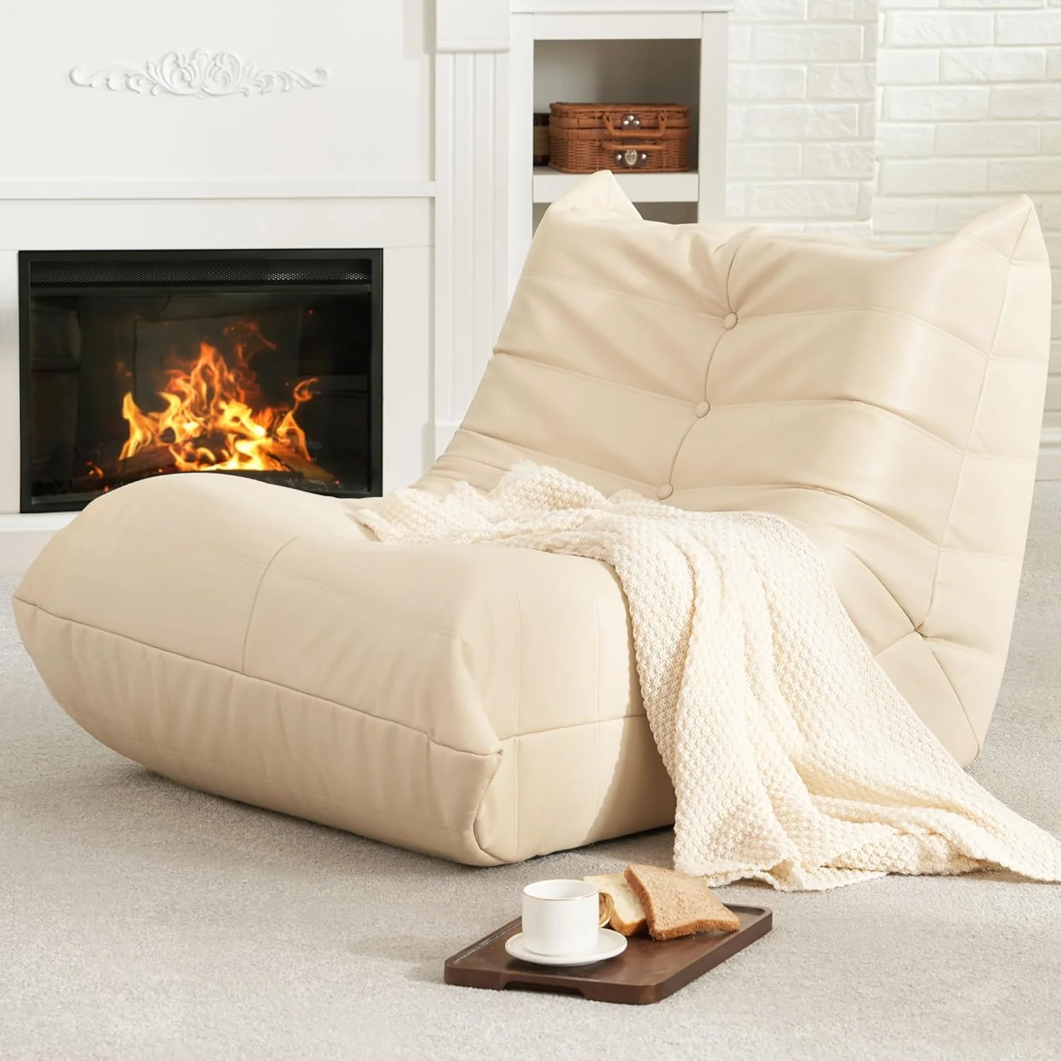 Giant Memory Foam Bean Bag Chair Sofa for Adults Faux Leather