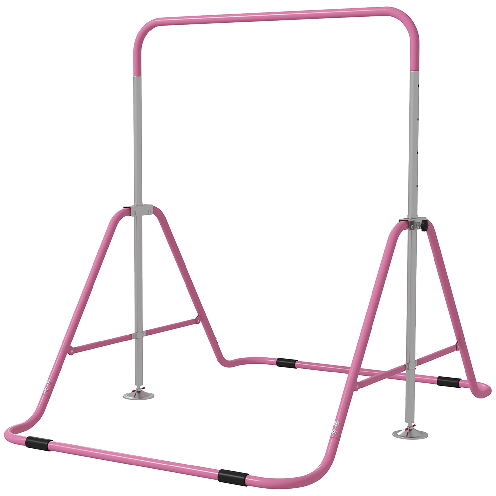 HOMCOM Kinderturnstange für Kinder, klappbar, Höhe verstellbar von 88 bis 128 cm, Rose