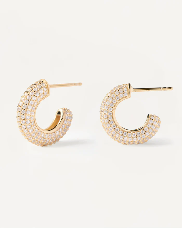 Orecchini PdPaola a cerchio  dorato giallo con pietre bianche pav��