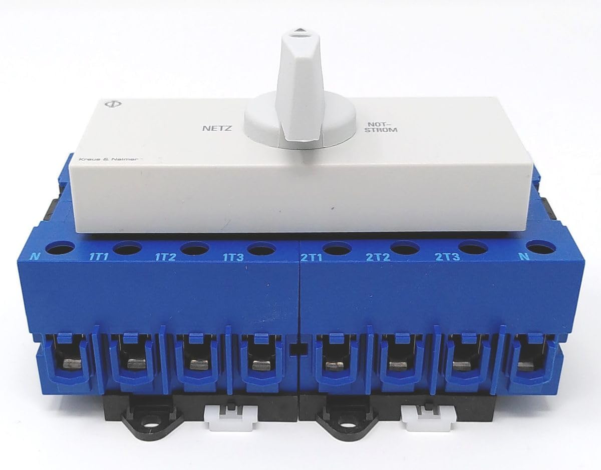 Umschalter 4-polig 63A KA63B T904 VE2 +F437 mit Stellung Netz-0-Notstrom, Schnappbefestigung für Reiheneinbau