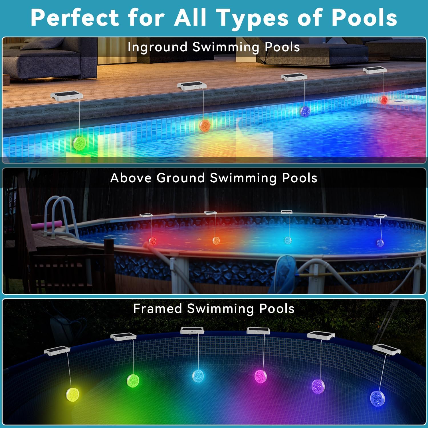 Solar Pool Lights Submersible Pool Lights (4 Pack)