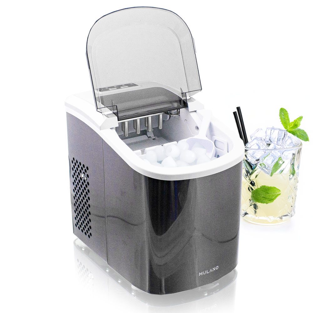 Elektrischer Eiswürfelbereiter Design Edelstahl Grau