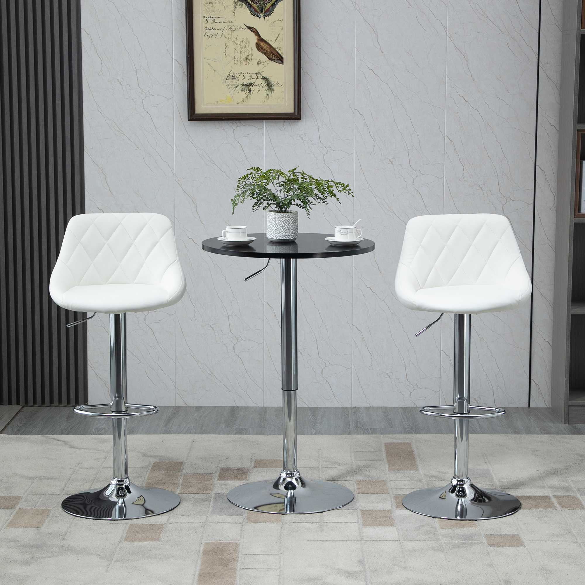 HOMCOM Bartisch modern rund Esstisch 360° Drehtisch höhenverstellbarer Bistrotisch Stehtisch Küchentisch Stahl Schwarz Ø61 x 70-90 cm