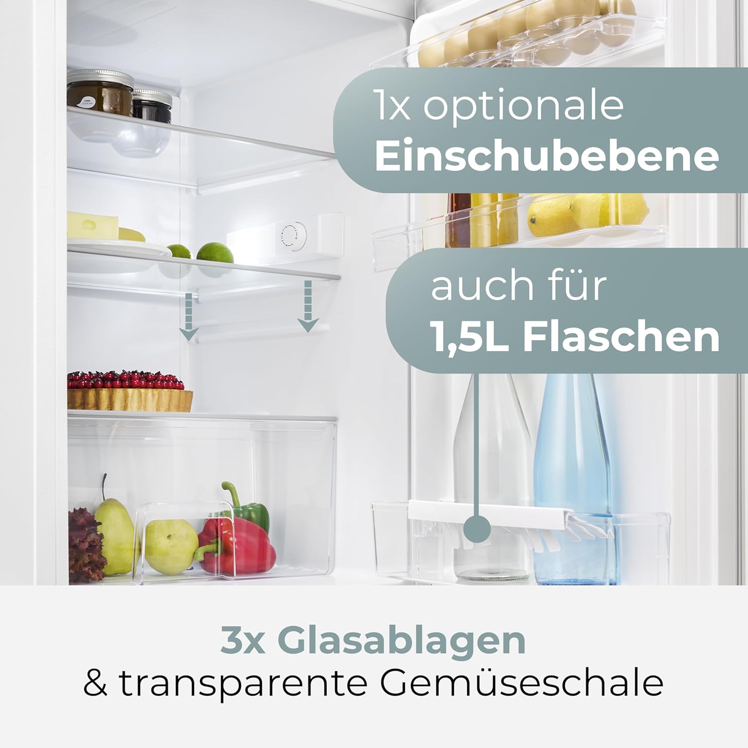 Clatronic® Kühlschrank ohne Gefrierfach | Energieklasse D | 84,5cm | Vollraumkühlschrank | leise 39dB | Türanschlag wechselbar | 0°C - 8°C | 133L | Kühlschrank klein mit Gemüsefach | VS 100 weiß